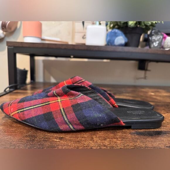 Urban Outfitters Red and blue plaid mules size 9 - Picture 5 of 10